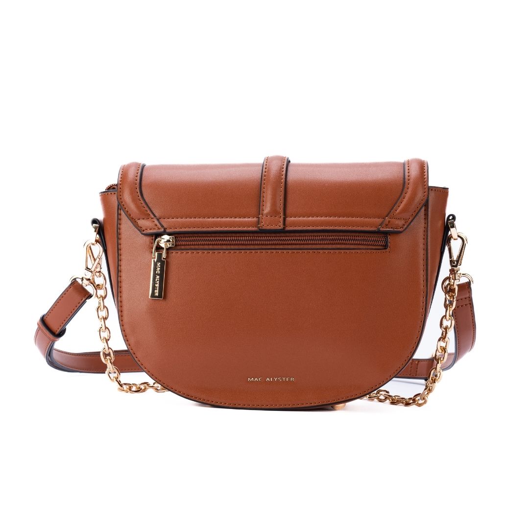 Petit sac à rabat - RESONANCE cognac de dos