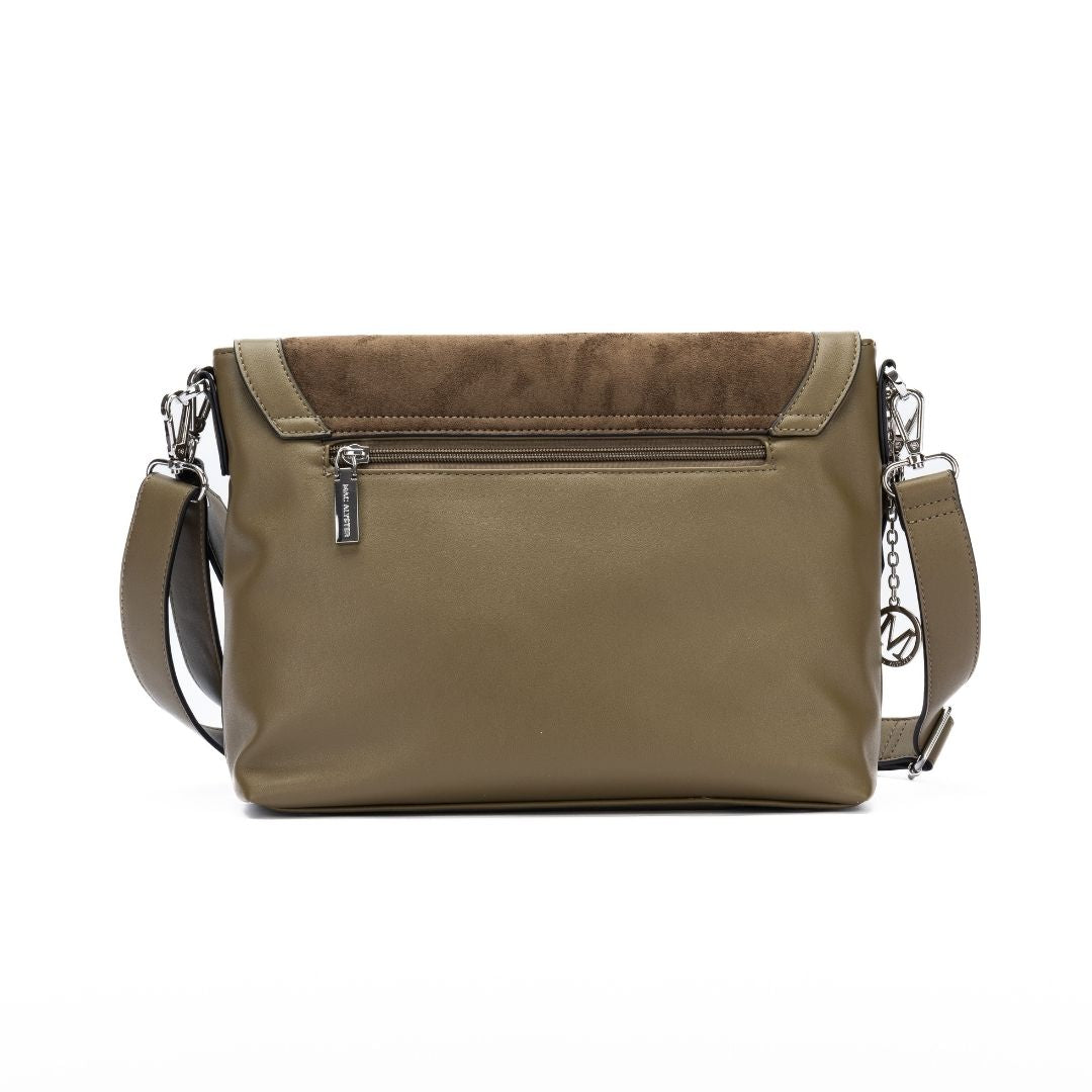 Sac à rabat - CAPTIVANTE kaki de dos