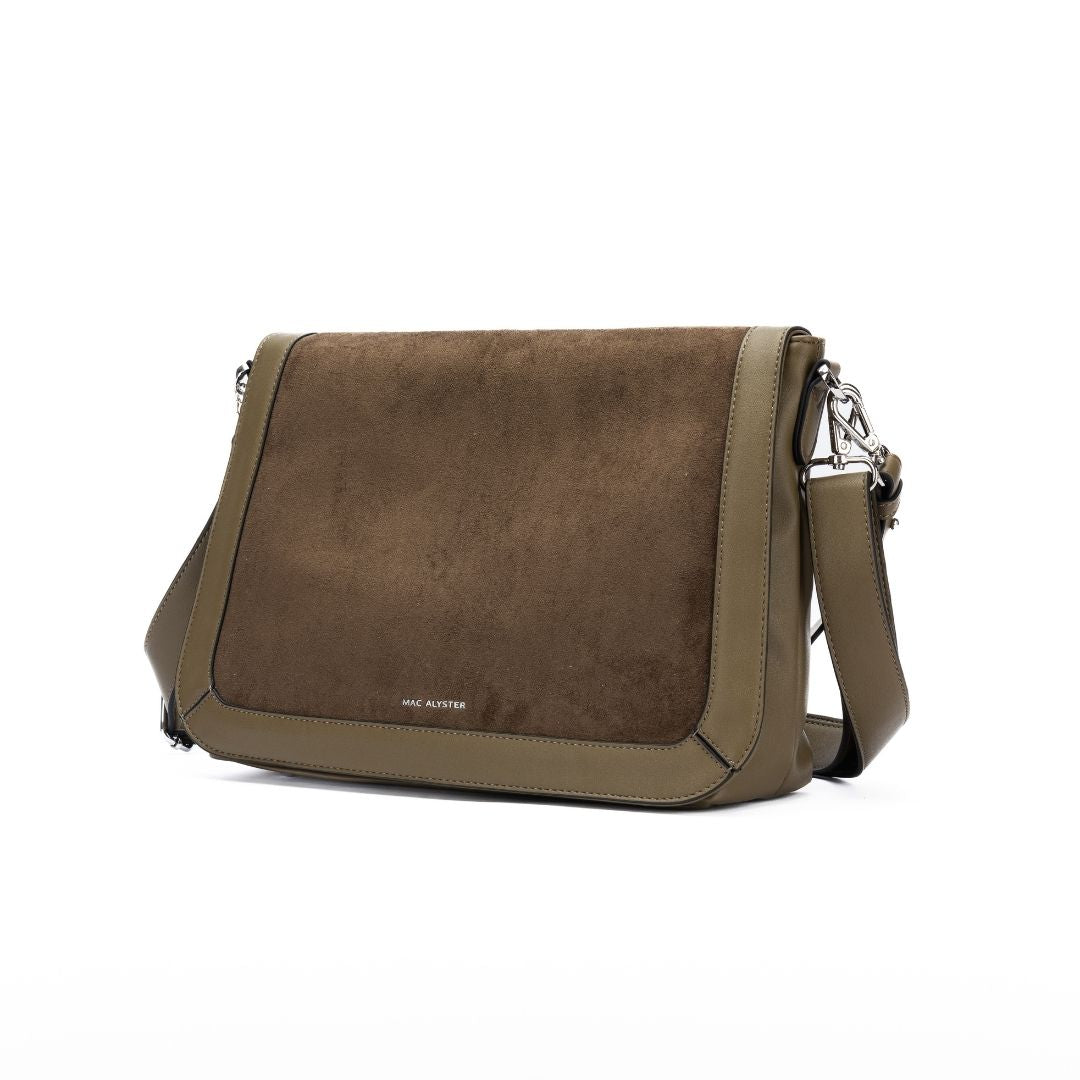 Sac à rabat - CAPTIVANTE kaki de trois-quarts