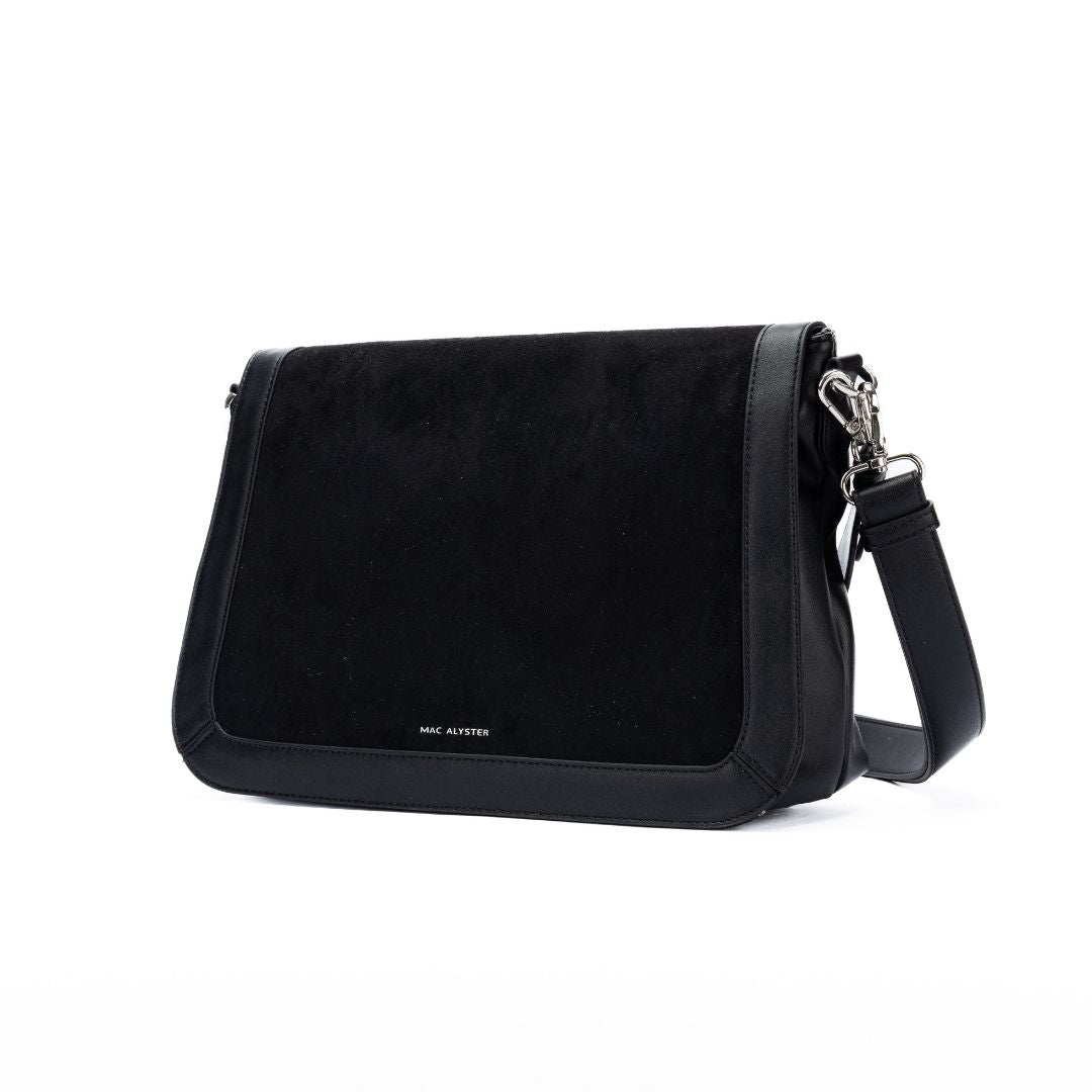 Sac à rabat - CAPTIVANTE noir de trois-quarts
