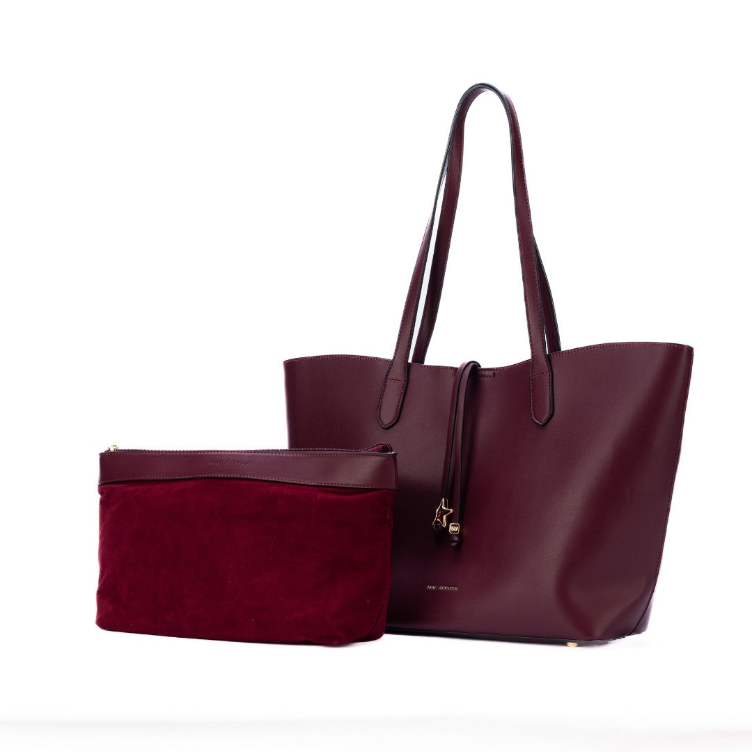 Sac shopping COUTURE en matière synthétique BURGUNDY de trois-quarts