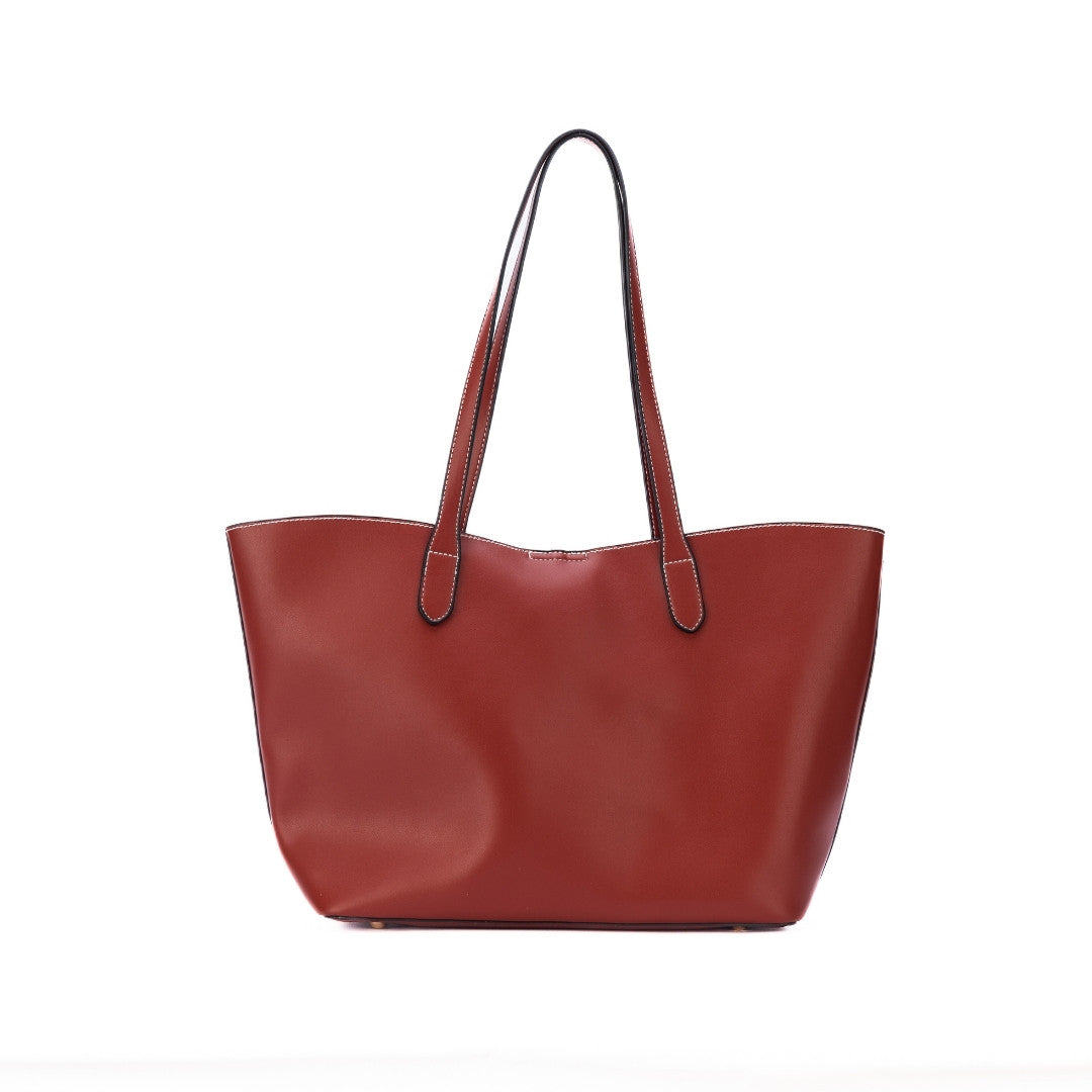 Sac shopping COUTURE en matière synthétique COGNAC de dos