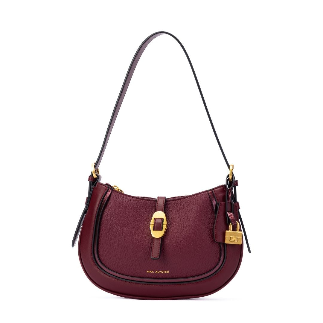 Sac baguette - BAGATELLE burgundy de face