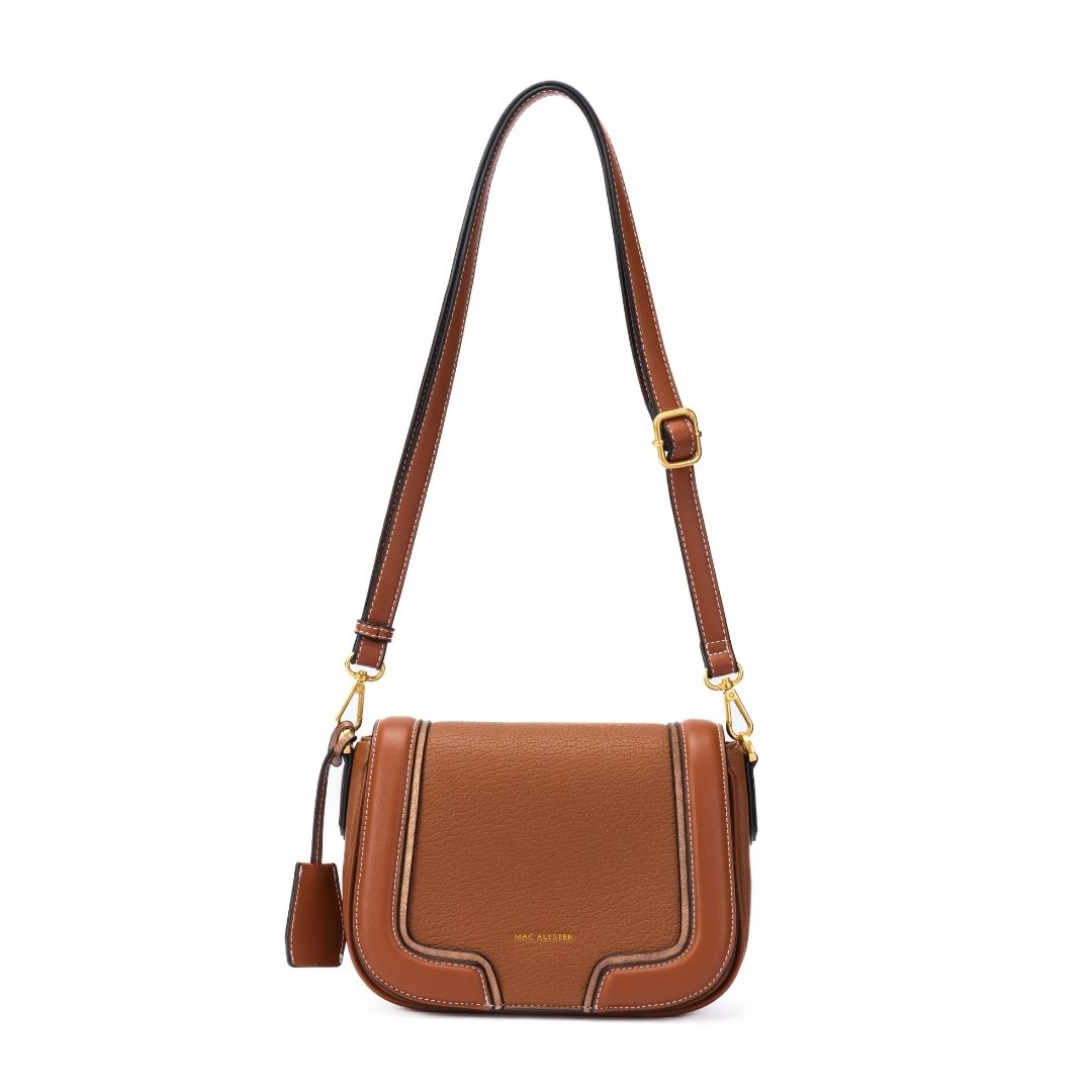 Sac à rabat - BAGATELLE cognac de face