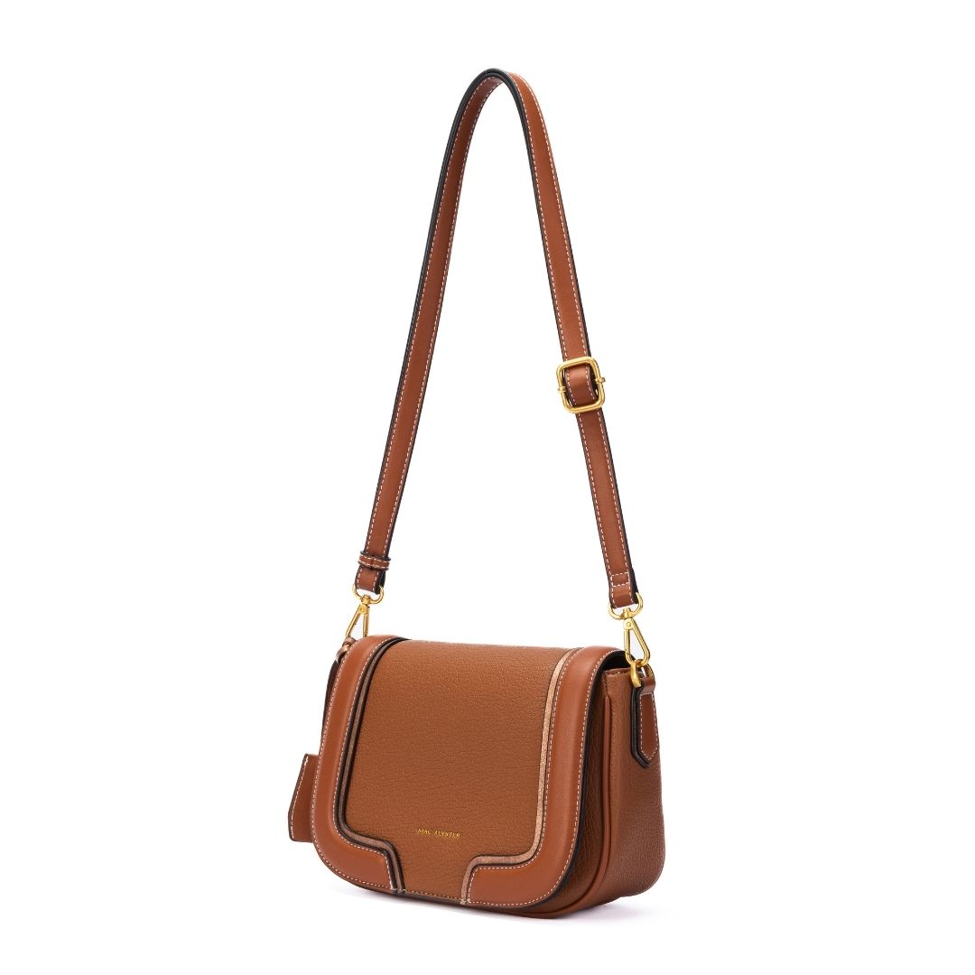 Sac à rabat - BAGATELLE cognac de trois-quarts