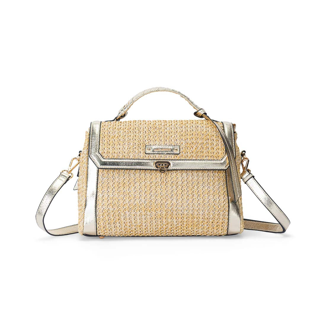 Sac porté main femme à rabat Saint-Malo Mac Alyster avec bandoulière amovible doré