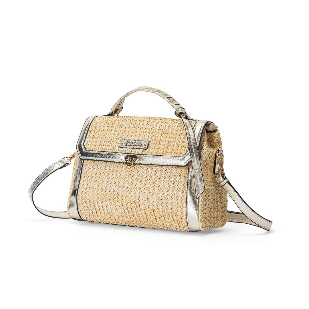 Sac porté main femme à rabat Saint-Malo Mac Alyster avec bandoulière amovible doré