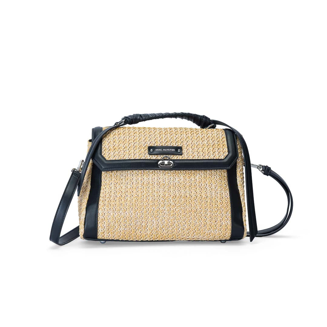 Sac porté main femme à rabat Saint-Malo Mac Alyster avec bandoulière amovible noir