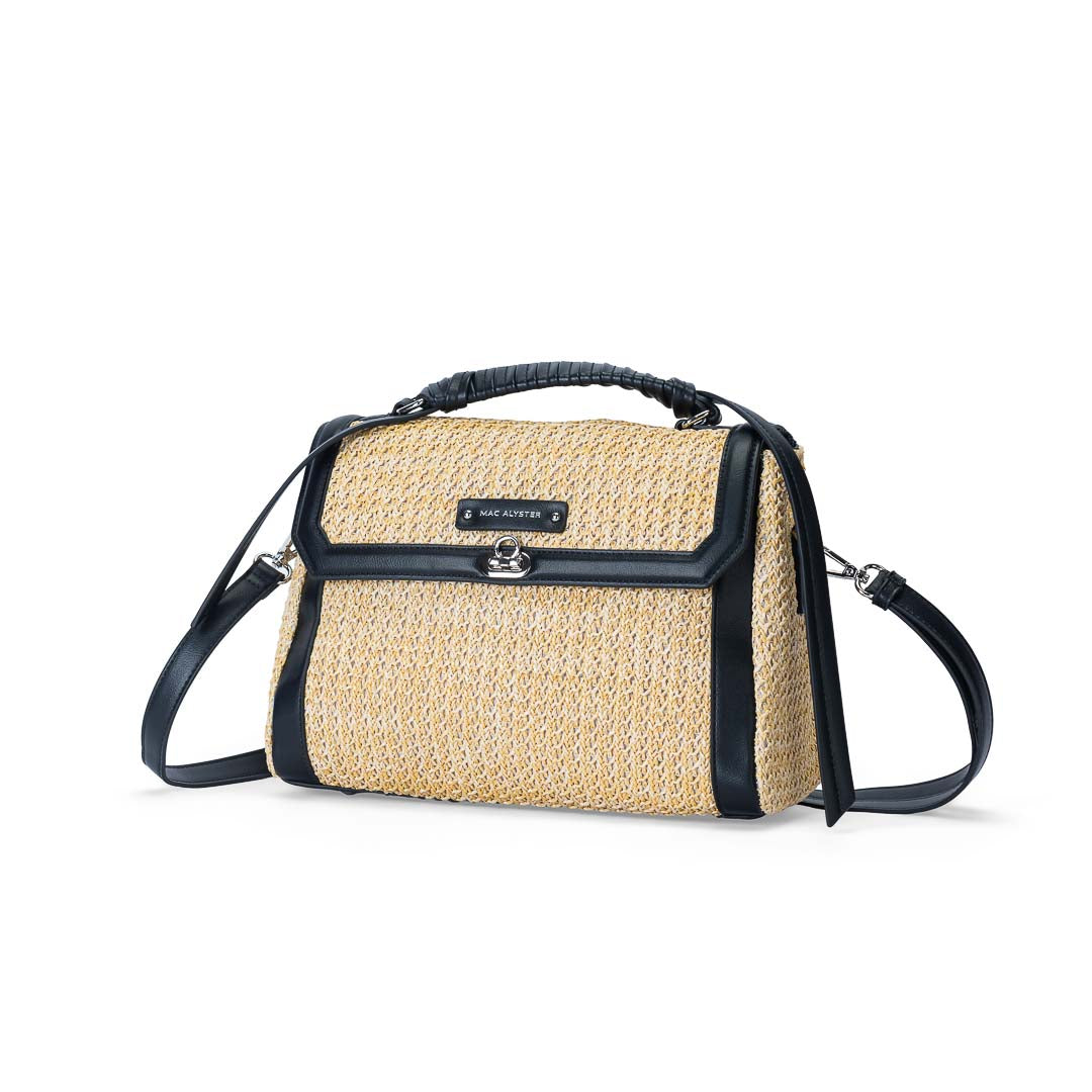 Sac porté main femme à rabat Saint-Malo Mac Alyster avec bandoulière amovible noir