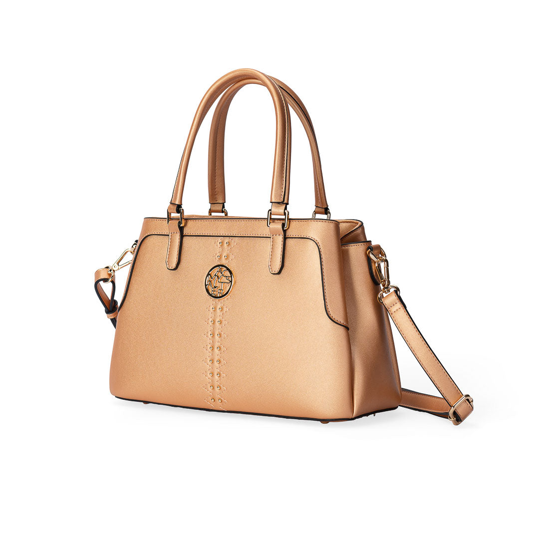 Sac à main TENTATION or rosé par Mac Alyster, vue de trois-quarts