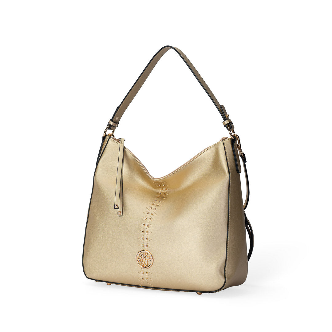 Sac porté épaule TENTATION champagne par Mac Alyster, vue de trois-quarts