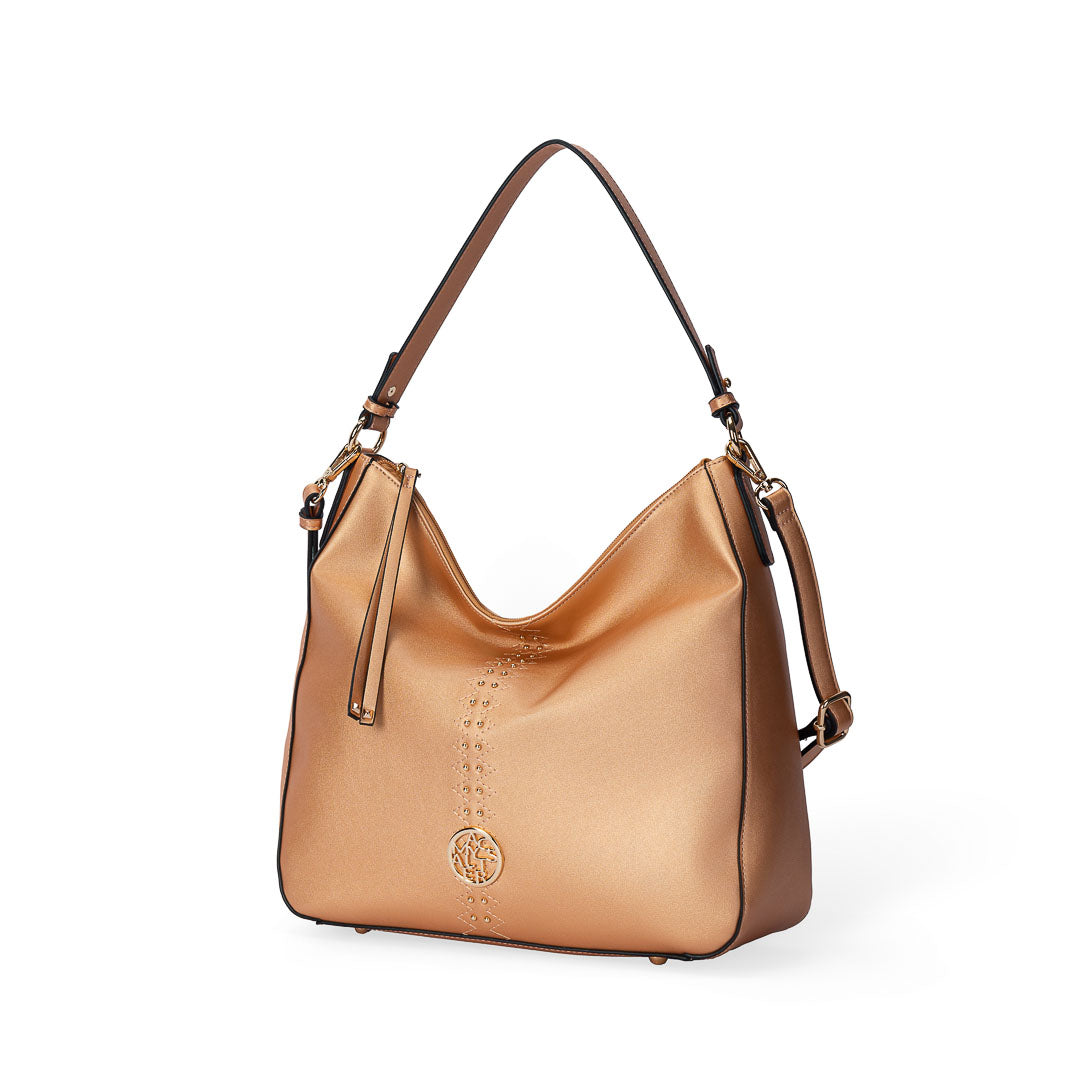 Sac porté épaule TENTATION or rosé par Mac Alyster, vue de trois-quarts