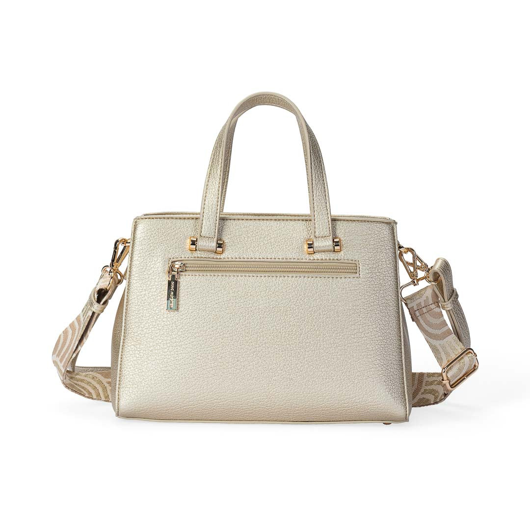 Sac à main Sweet Mac Alyster doré structuré avec poignées et bandoulières amovibles