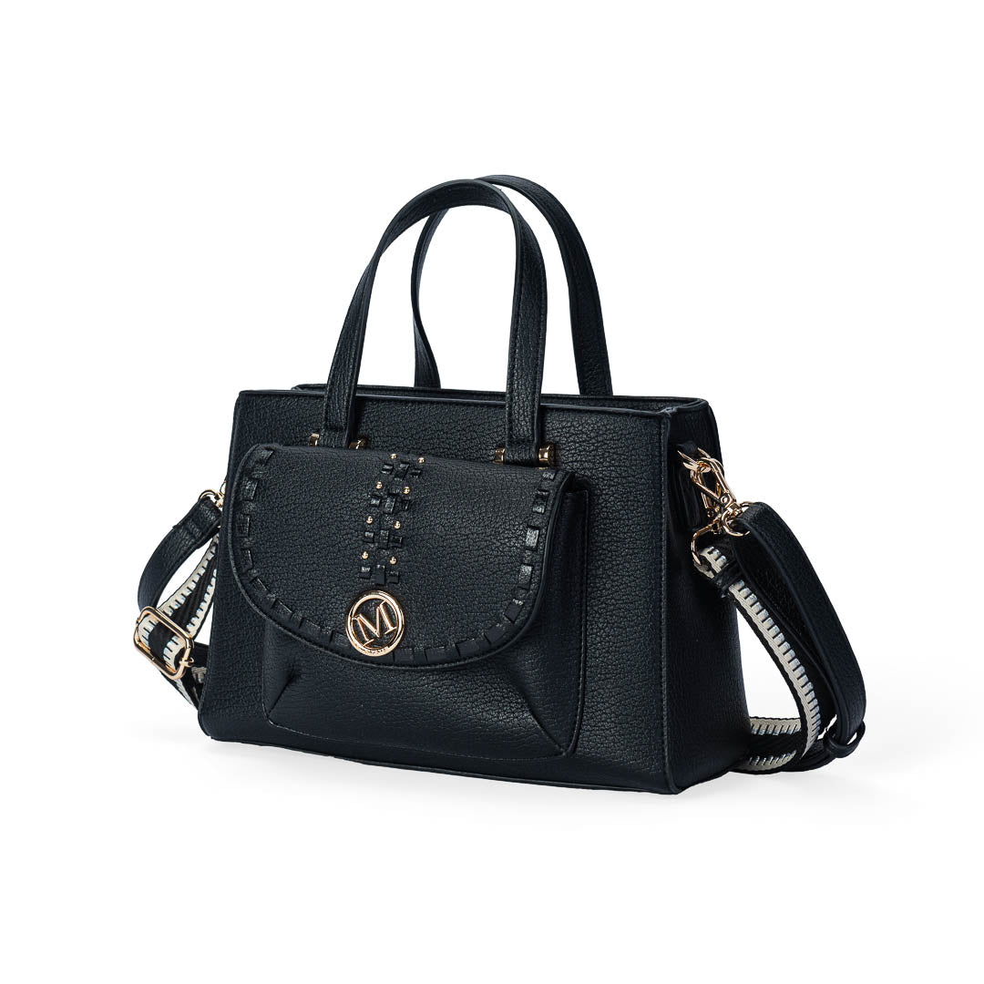 Sac à main Sweet Mac Alyster noir structuré avec poignées et bandoulières amovibles