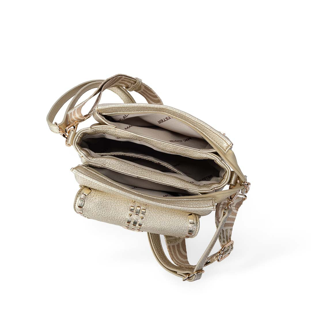 Sac trotteur Sweet Mac Alyster doré se avec bandoulière réglable et détails dorés
