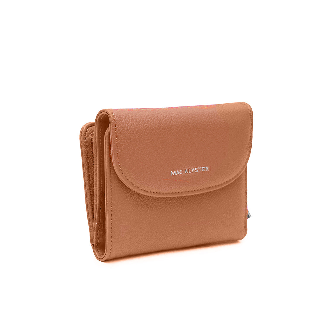 Porte monnaie avec rabat PETITE MAROQUINERIE synthétique COGNAC de trois-quarts