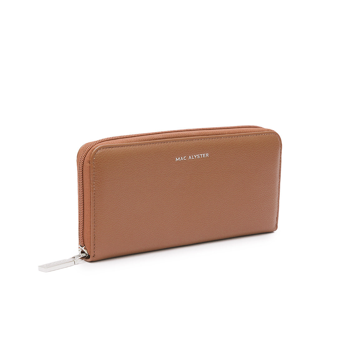 Portefeuille long zippé PETITE MAROQUINERIE synthétique COGNAC de trois-quarts