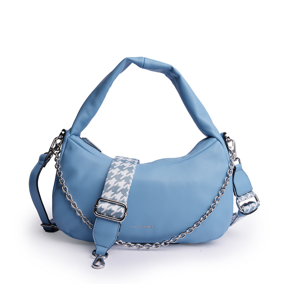 Sac besace MILAN en cuir synthétique BLEU de face