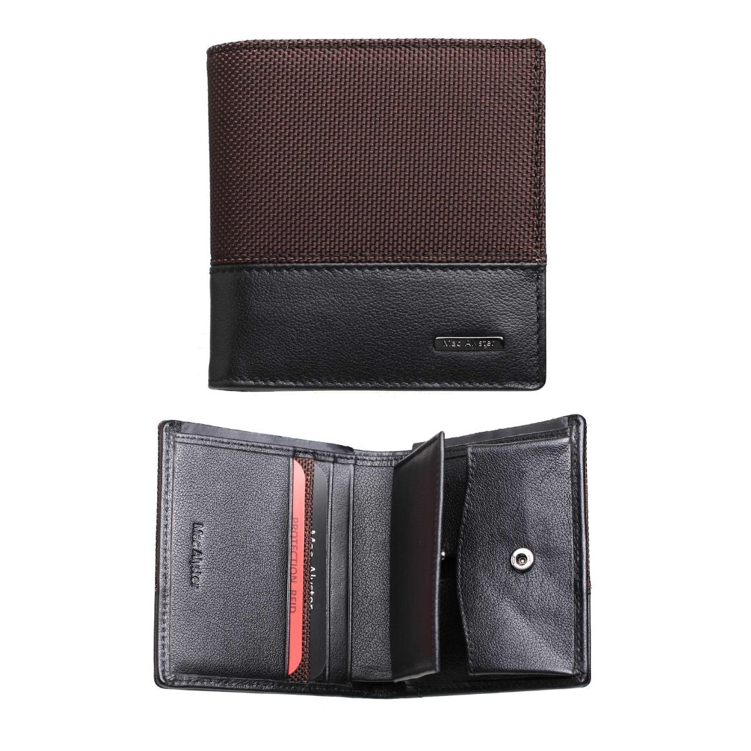 Porte-monnaie, cartes et billets REPORTER bicolore marron et noir par Mac Alyster