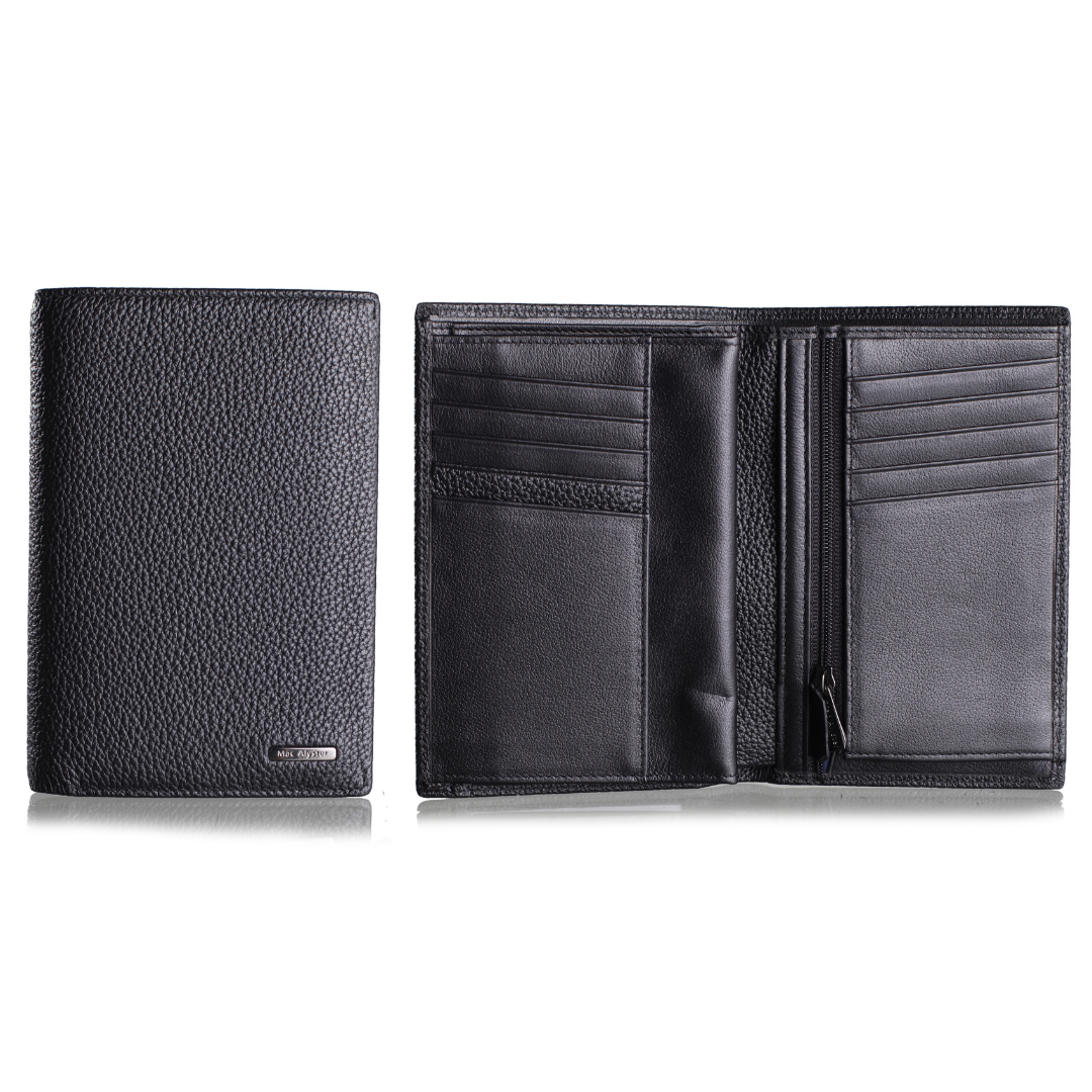 Portefeuille 3 volets PREMIUM noir au fini grainé par Mac Alyster