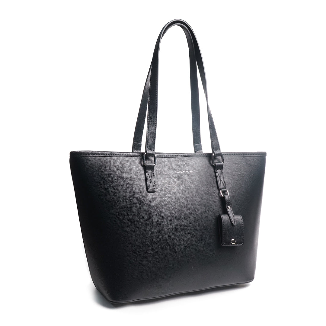 Sac SHOPPING A4-761 en cuir synthétique NOIR de trois-quarts