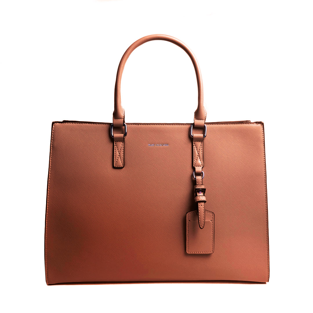 Sac SHOPPING A4-762 en cuir synthétique COGNAC de face