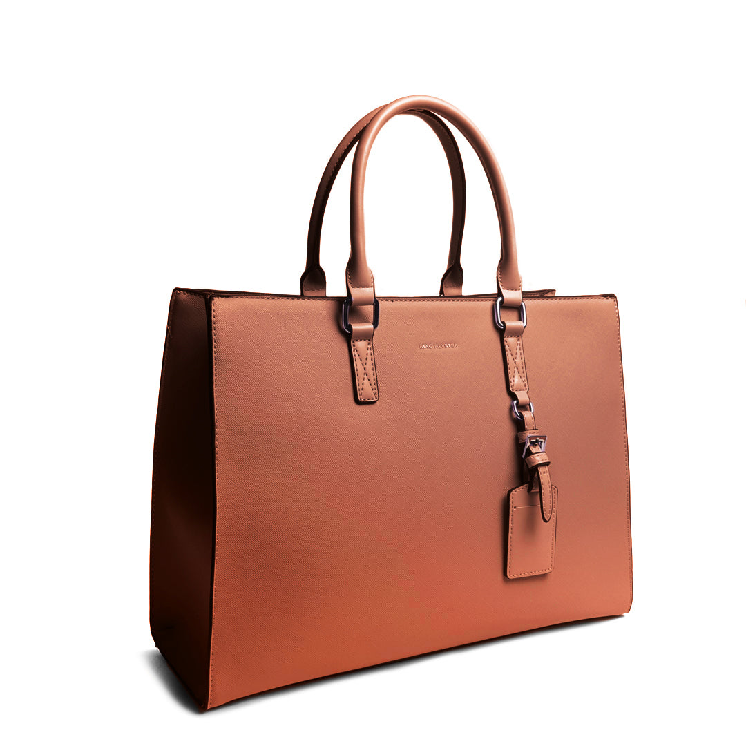 Sac SHOPPING A4-762 en cuir synthétique COGNAC de trois-quarts