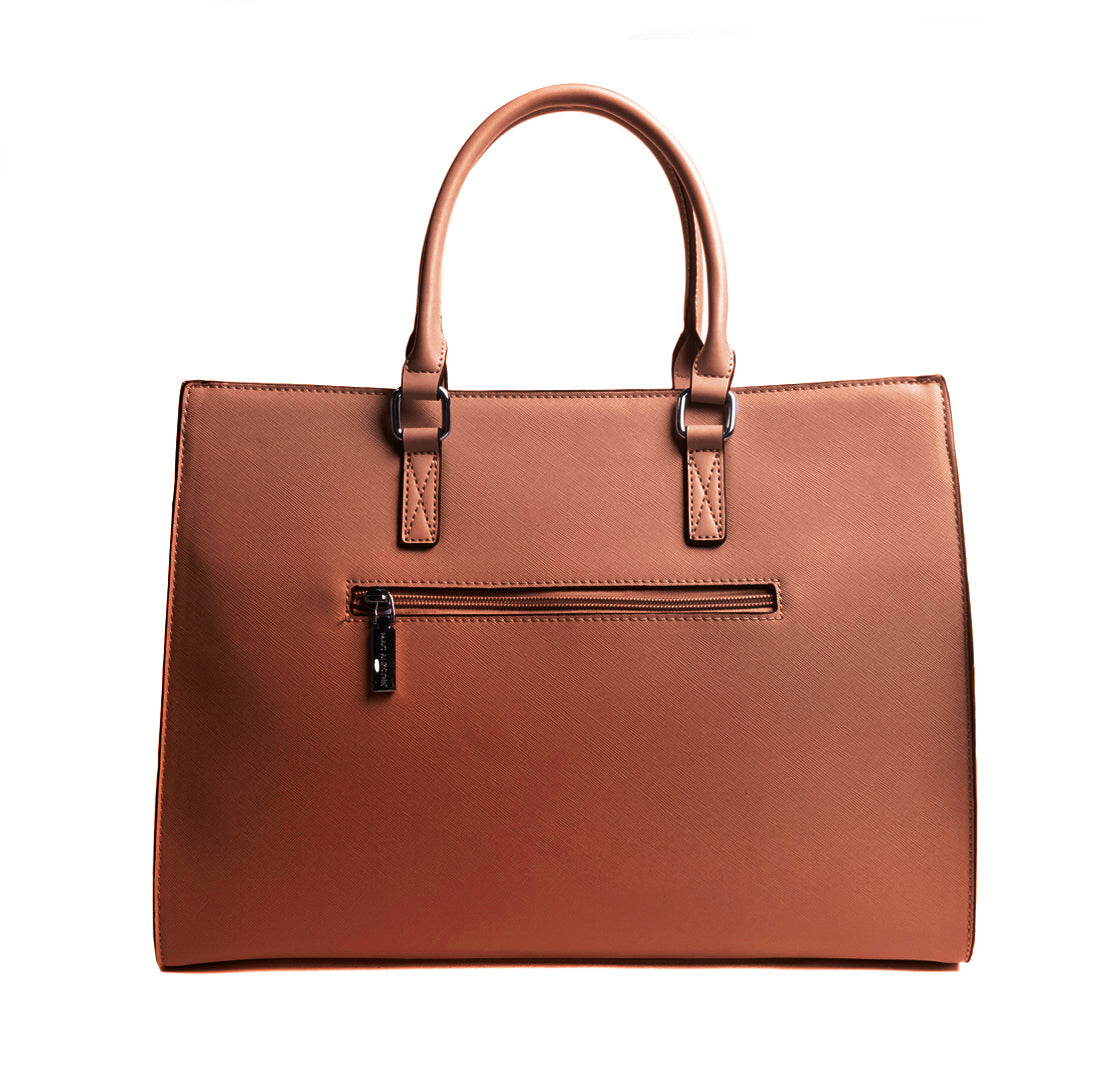 Sac SHOPPING A4-762 en cuir synthétique COGNAC de dos