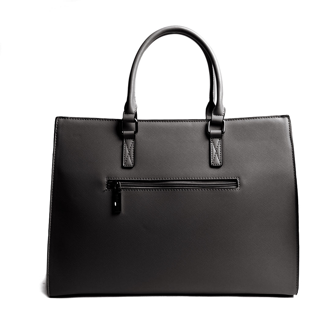 Sac SHOPPING A4-762 en cuir synthétique NOIR de dos