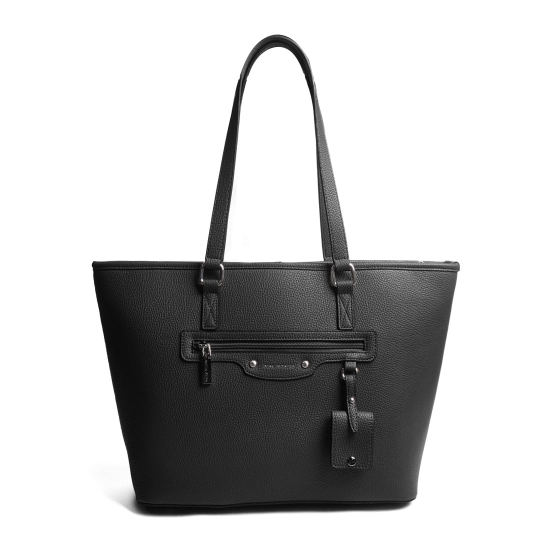 Sac SHOPPING A4-763 en cuir synthétique NOIR de face