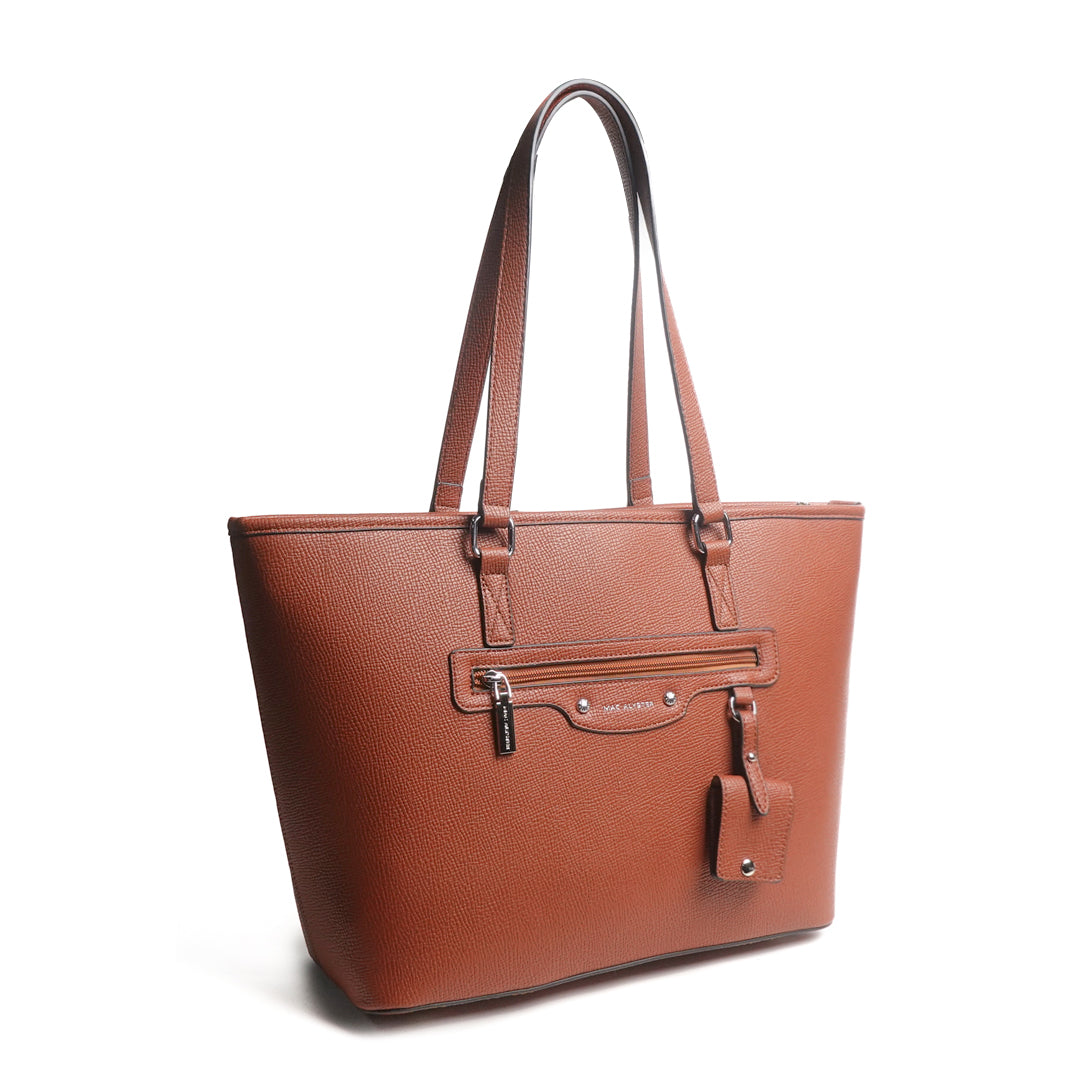 Sac SHOPPING A4-763 en cuir synthétique COGNAC de trois-quarts