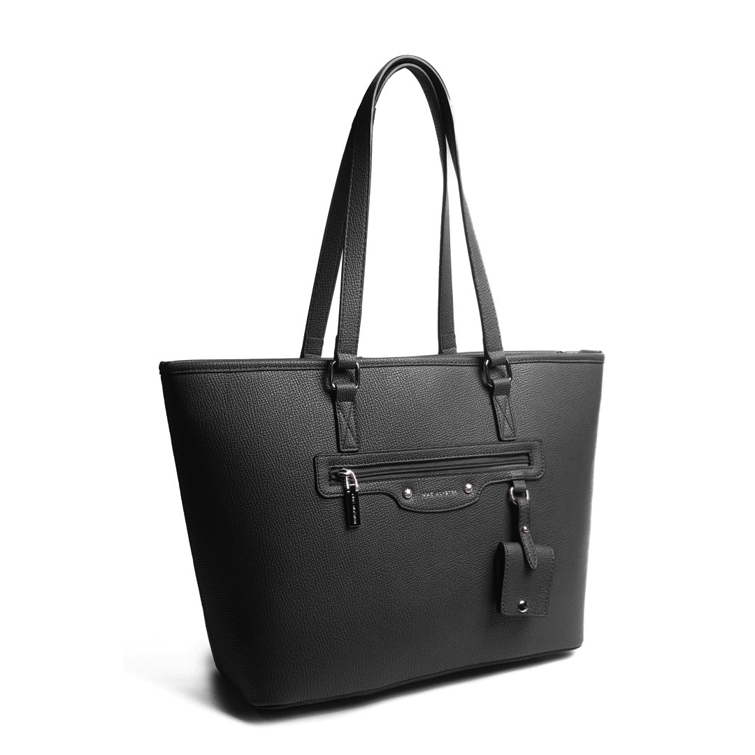 Sac SHOPPING A4-763 en cuir synthétique NOIR de trois-quarts