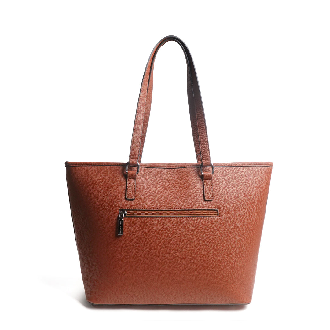 Sac SHOPPING A4-763 en cuir synthétique COGNAC de dos