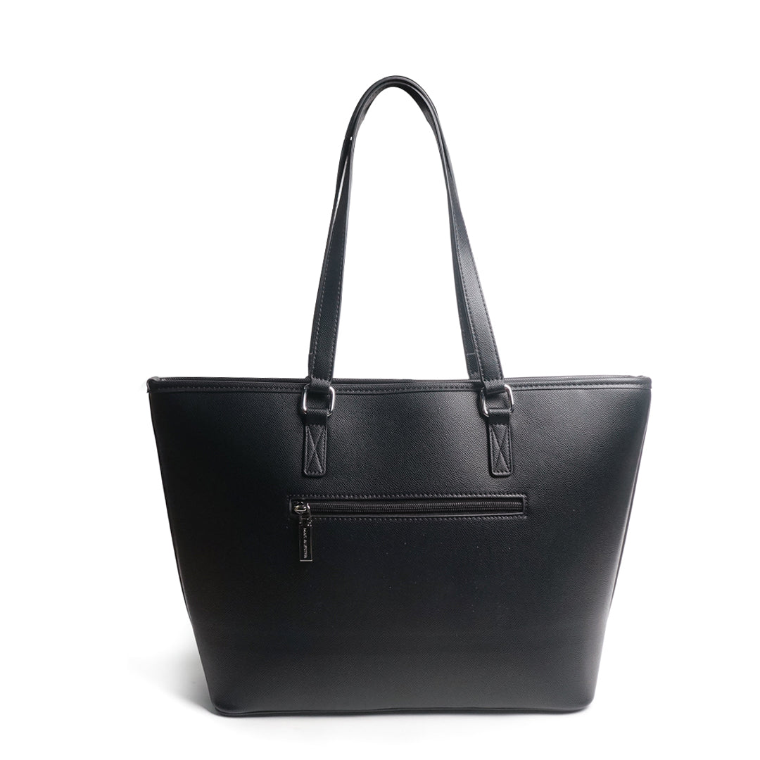 Sac SHOPPING A4-763 en cuir synthétique NOIR de dos