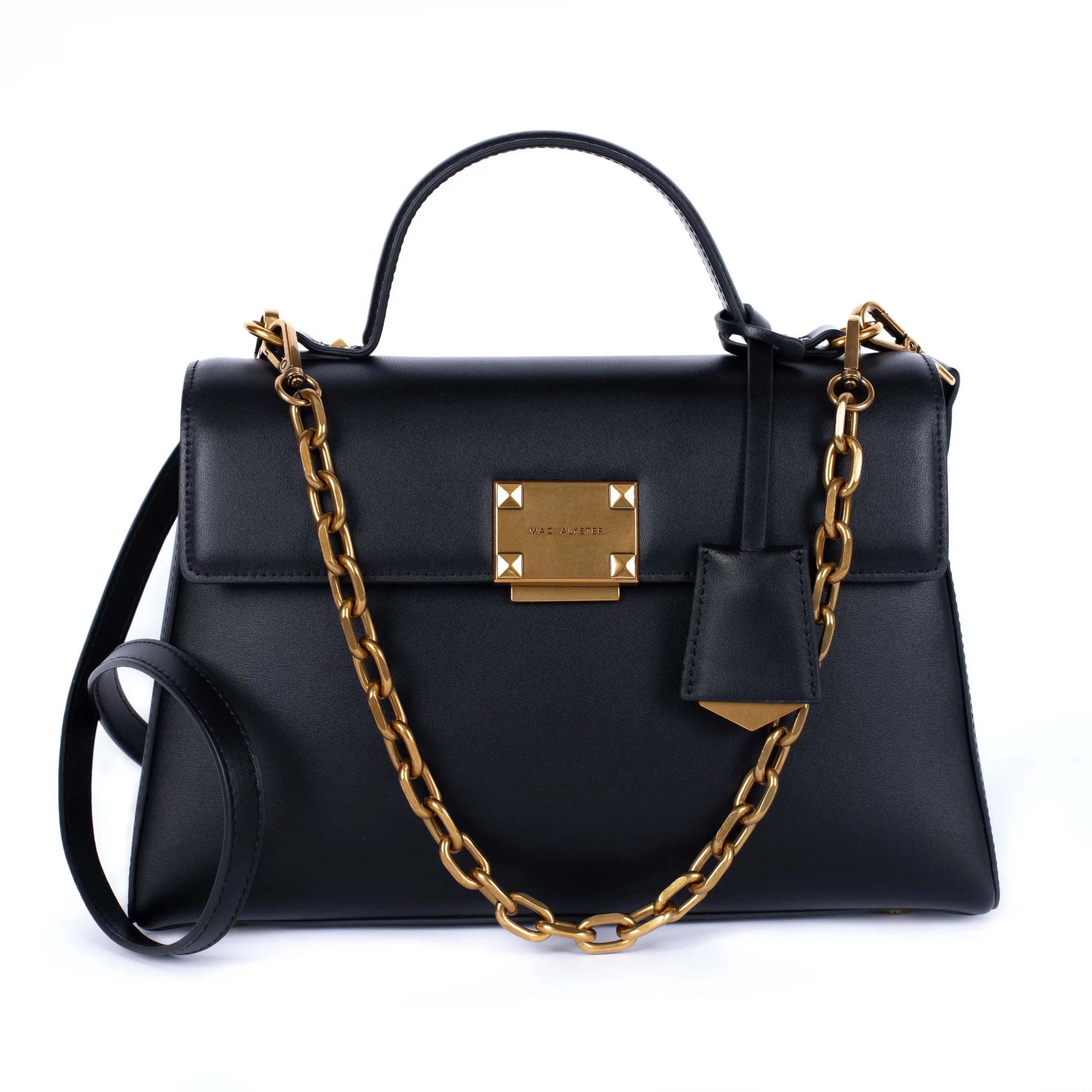 Sac noir MELYSSA chaine cuir alumine