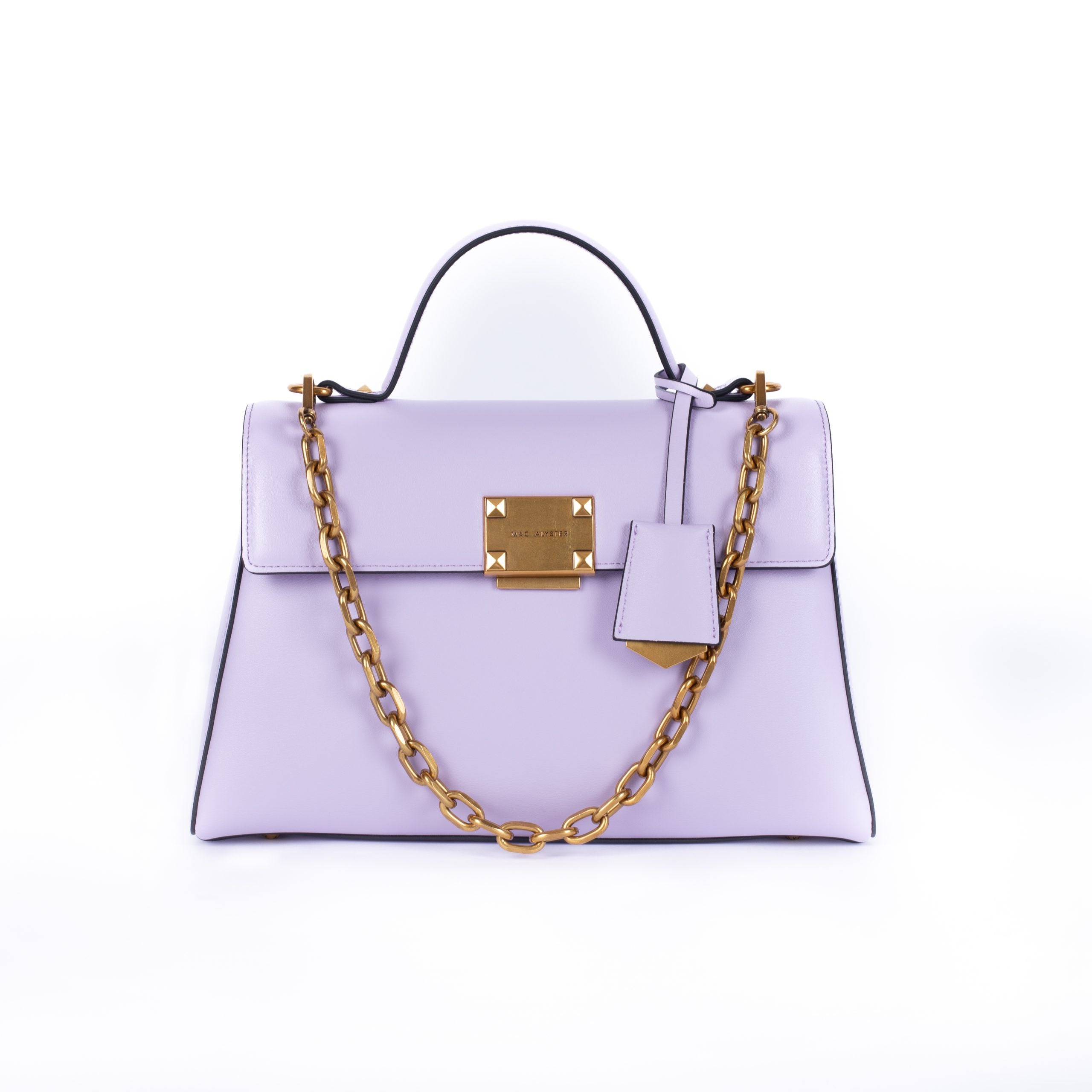 Sac à main avec bijou et chaîne MÉLYSSA pour femme en cuir LILAS de face