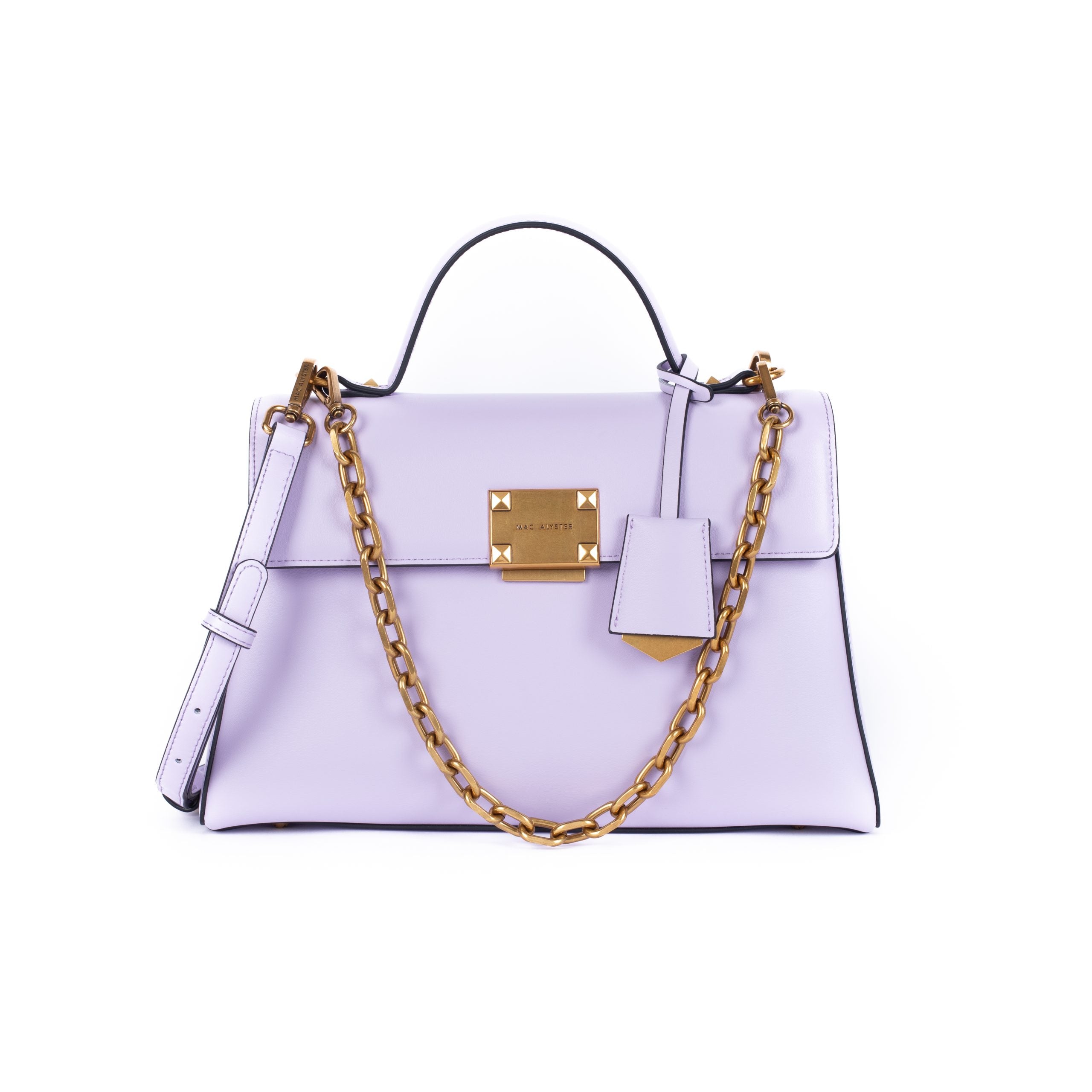 Sac à main avec bijou et chaîne MÉLYSSA pour femme en cuir LILAS de face