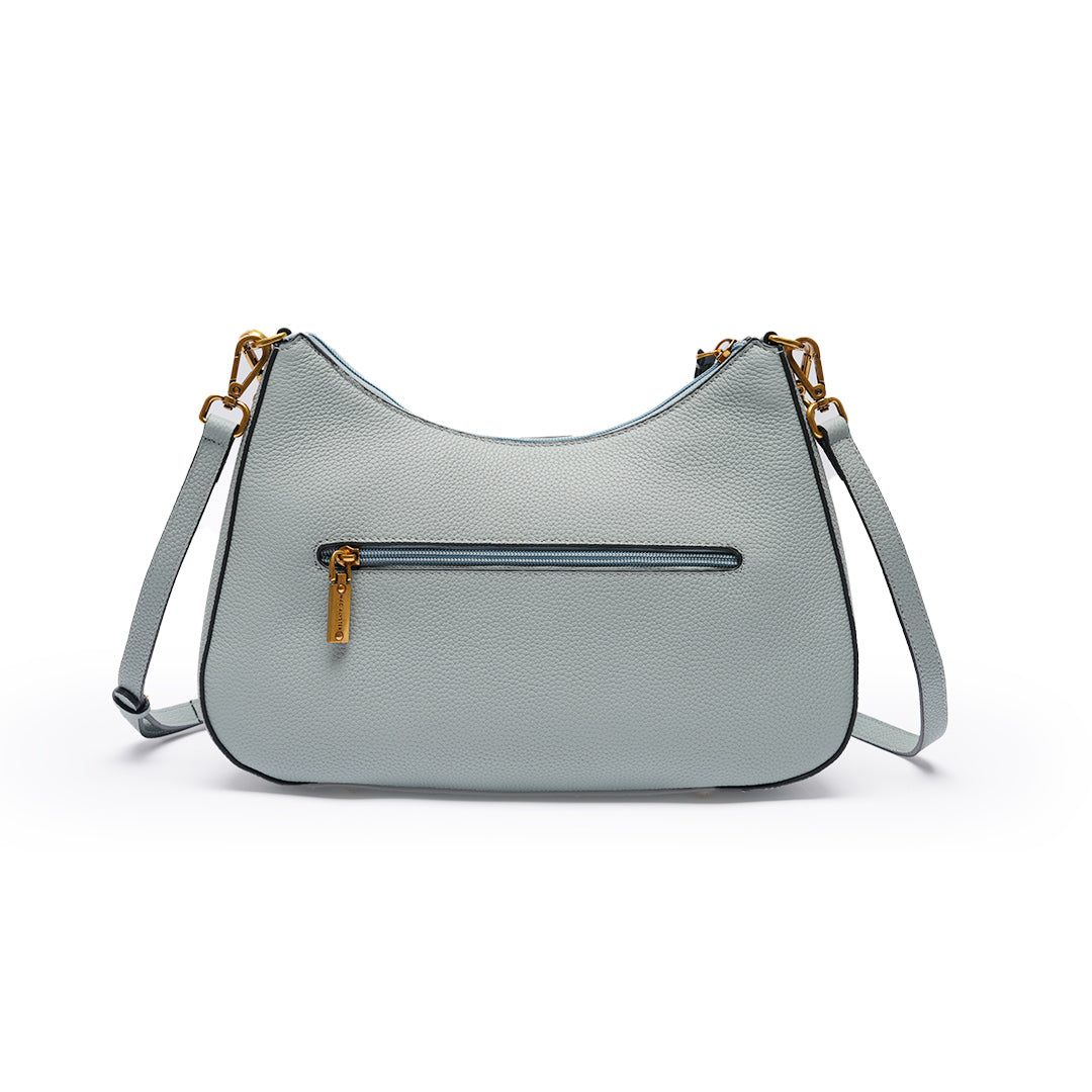 Sac demi-lune GIULIA ETE pour femme en cuir BLEU de dos