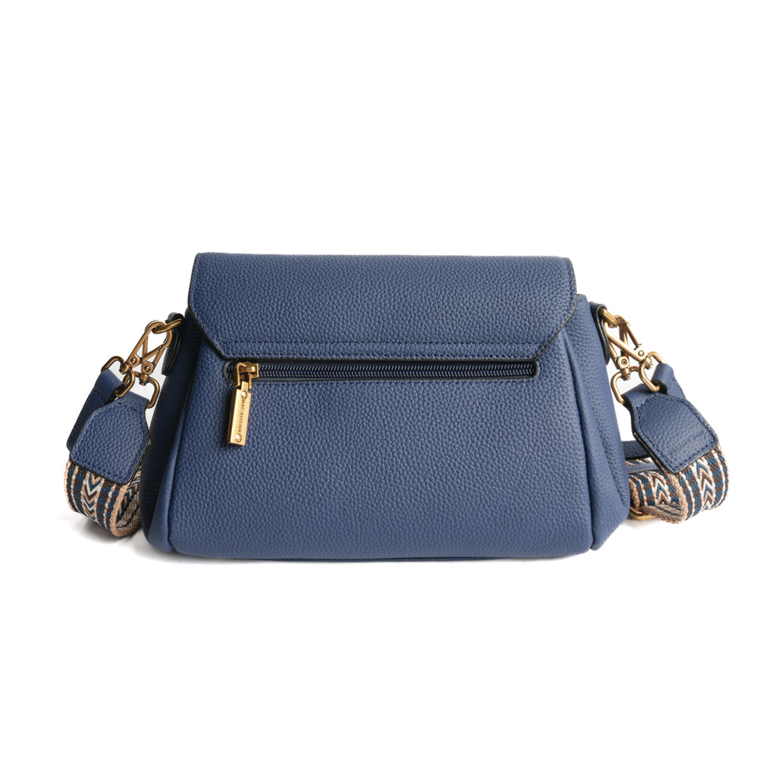 Sac à pli GIULIA pour femme en cuir BLEU COBALT de dos