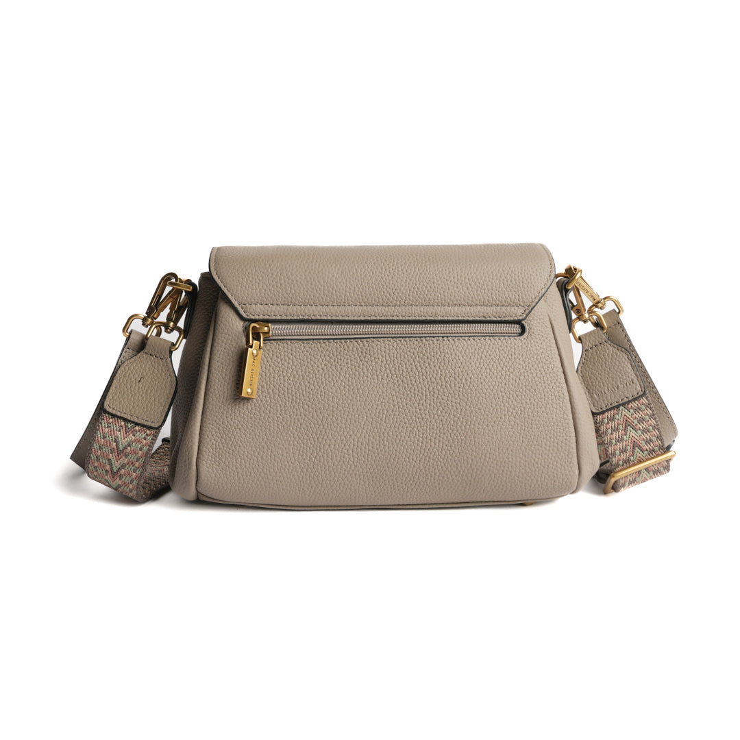 Sac à pli GIULIA pour femme en cuir TAUPE de dos