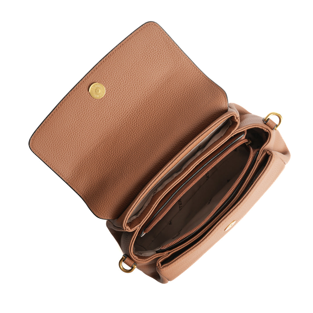 Sac à pli GIULIA pour femme en cuir COGNAC de haut