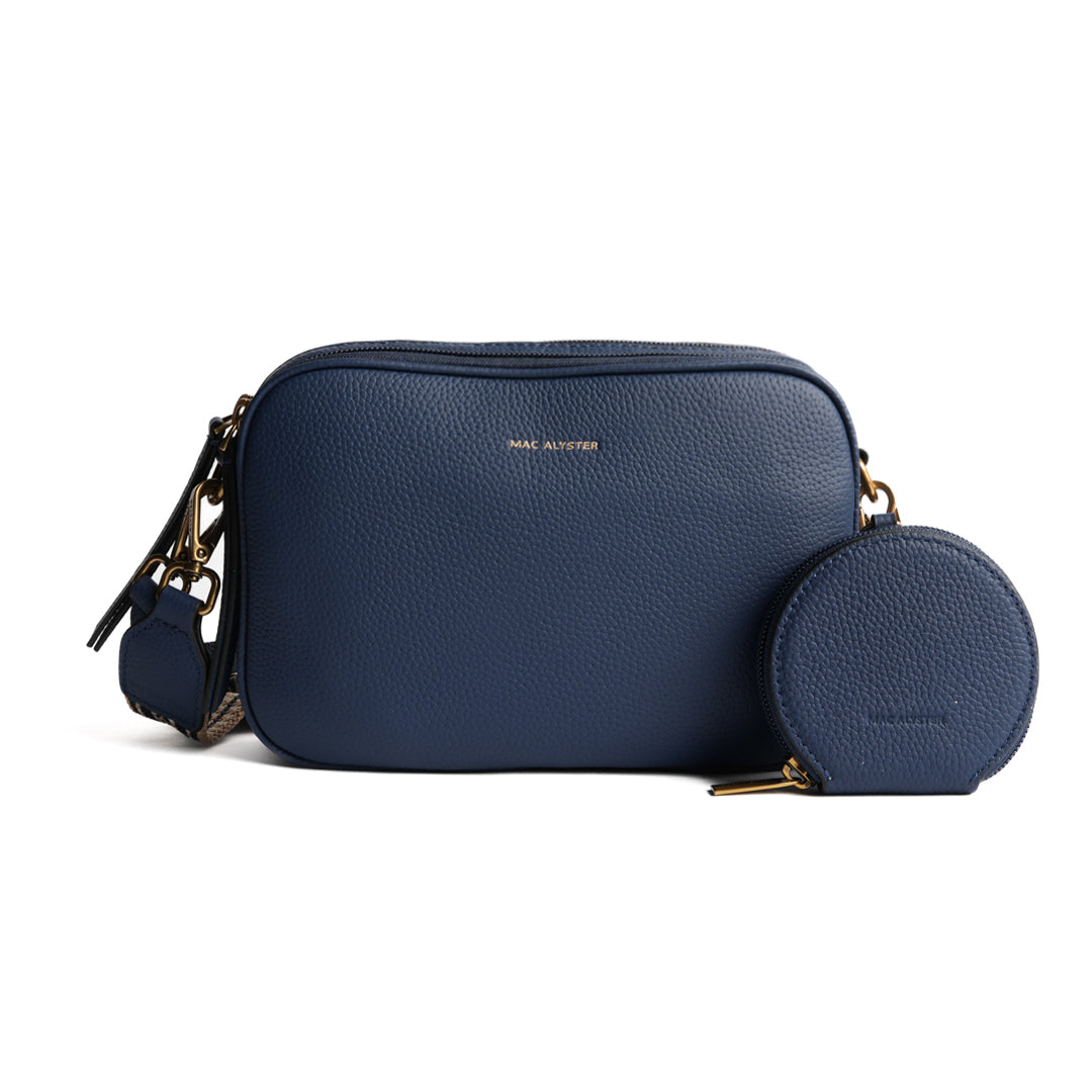 Sac trotteur GIULIA pour femme en cuir BLEU COBALT de face