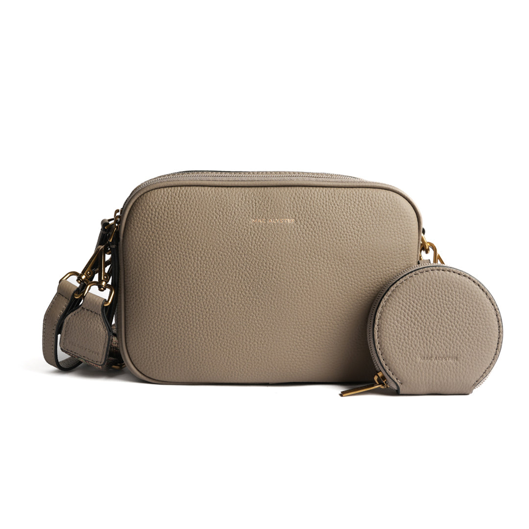 Sac trotteur GIULIA pour femme en cuir TAUPE de face