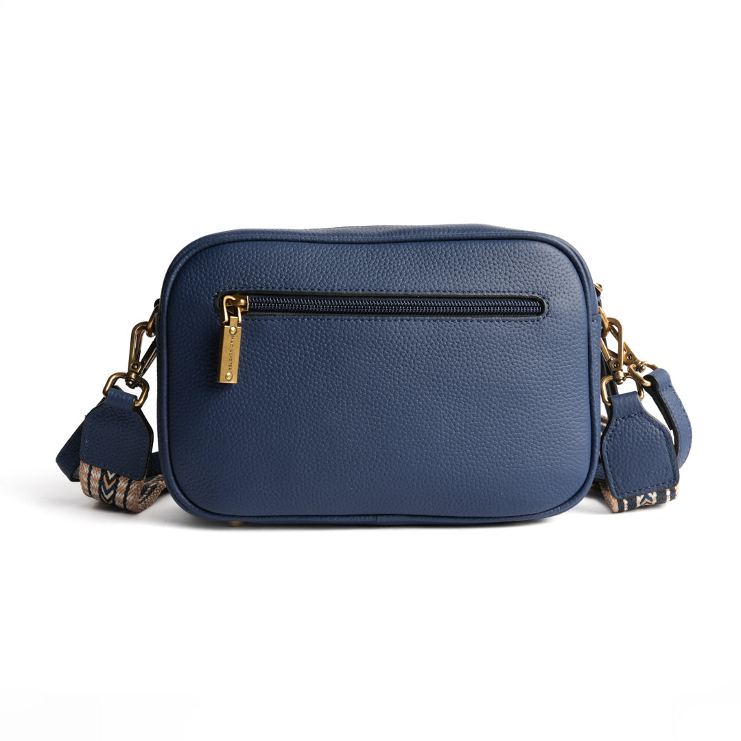 Sac trotteur GIULIA pour femme en cuir BLEU COBALT de dos