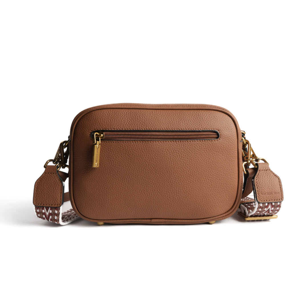 Sac trotteur GIULIA pour femme en cuir COGNAC de dos