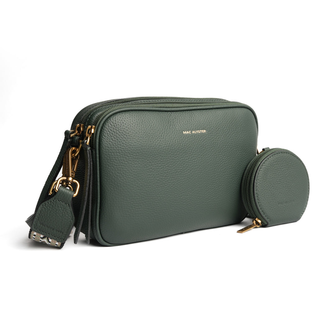 Sac trotteur GIULIA pour femme en cuir VERT de trois-quarts