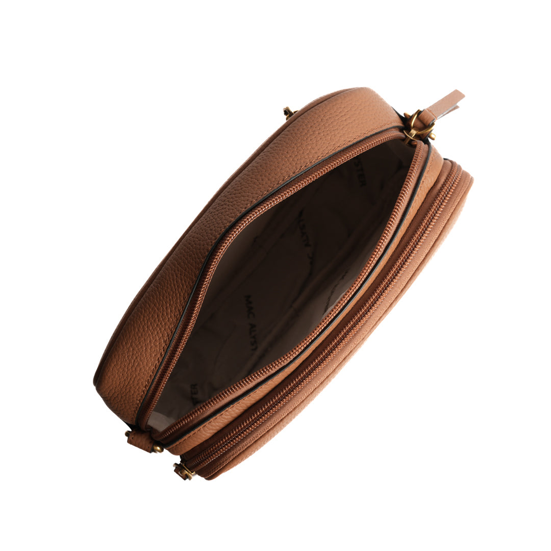 Sac trotteur GIULIA pour femme en cuir COGNAC de haut