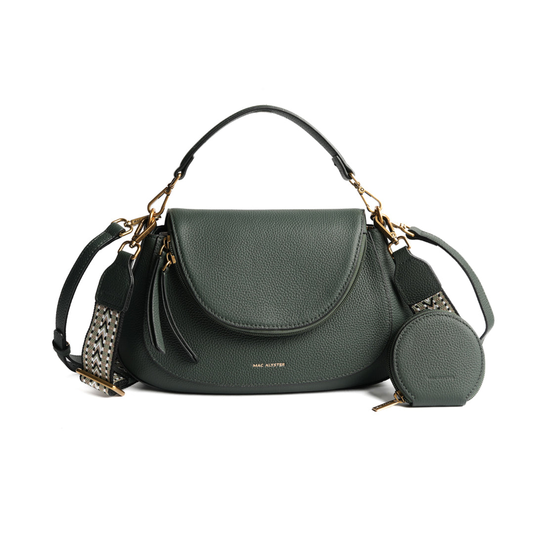 Sac cross body GIULIA pour femme en cuir VERT de face