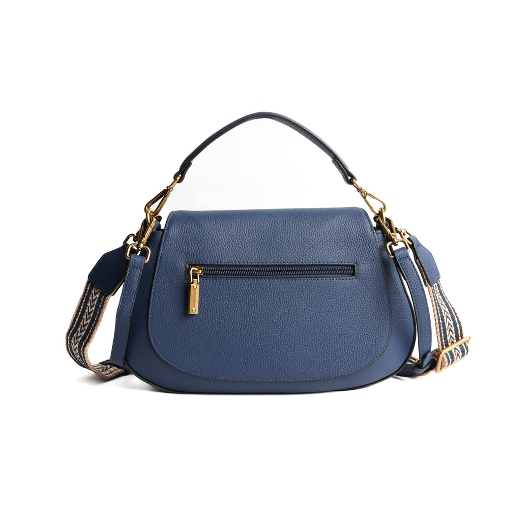 Sac cross body GIULIA pour femme en cuir BLEU COBALT de dos