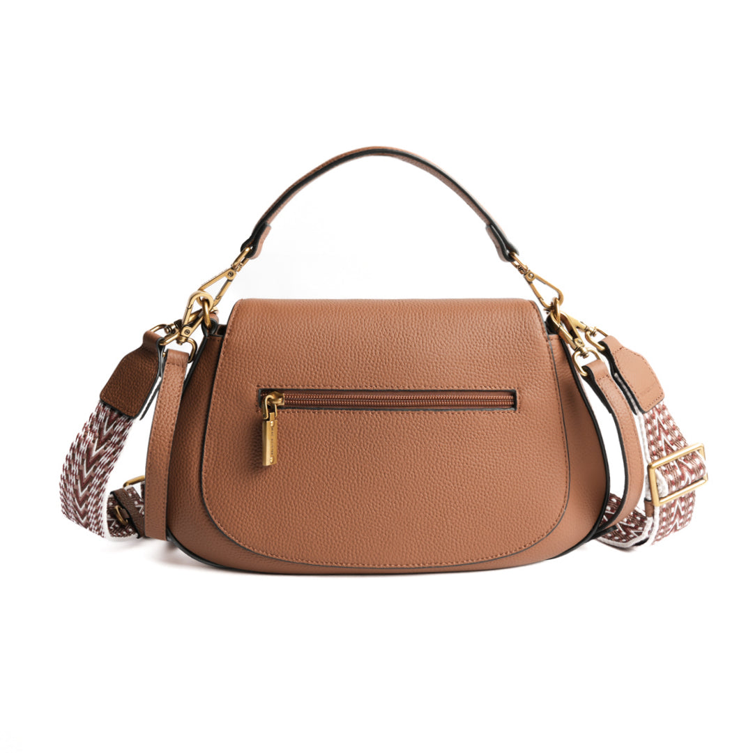 Sac cross body GIULIA pour femme en cuir COGNAC de dos